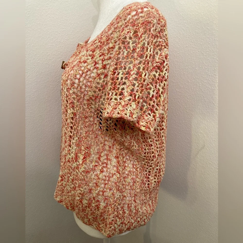 NWT JH Collectibles Multicolor Crocheted Button Down Shrug/ Cardigan/ Top XL - Picture 4 of 8